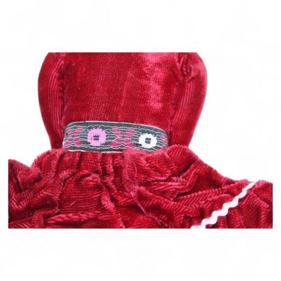 Handmade Native American Doll With Red Velvet Dress Beaded Earrings & Necklace T - Picture 7 of 8